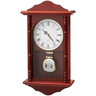 VEVOR Pendeluhr Vintage 460x240x92 mm, klassische Wanduhren aus Kiefernholz und MDF mit Quarzwerk, für Wohnzimmer, Schlafzimmer, Heimdekoration und Geschenk (Kirschfarben-Finish)
