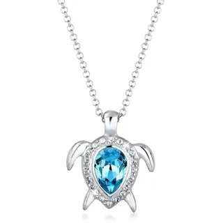Elli Halskette Schildkröte Hellblau 925 Sterling Silber / Kristall