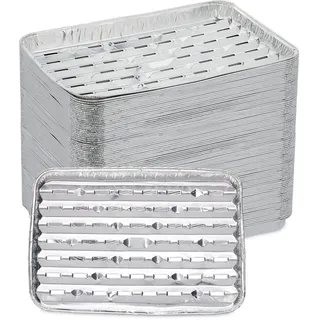 Relaxdays Grillschale 34 x 22 cm Aluminium Silber