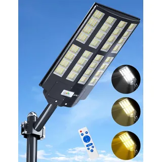 JAYNLT Y-6500W Solar Straßenlaterne für Außen, 3000K/4000K/6500K LED Solar Strahler Außen Kommerzielle die Dämmerung, IP67 Wasserdichte Solarlampen mit Bewegungsmelder für Garage Gärten