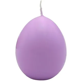 Dekohelden24 Hochwertige XXL Eierkerze, Ostereikerze, Kerzenei, Dekokerze in Eiform, Wachskerze Ei, Osterdekokerze als Ei in Pastell lila, L/B/H: 8 x 8 x 12 cm.