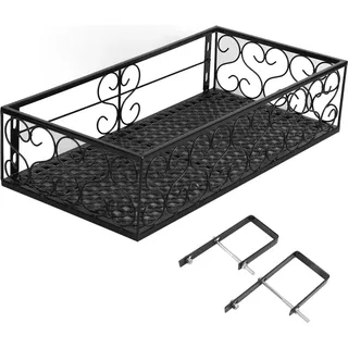 Balkon-Blumenregal, hängender Blumentopf-Aufhänger, schmiedeeiserner Zaun, Innen-Fensterbank, Sukkulenten-Regal, geeignet für 6,5 cm große Geländer