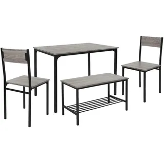 Ml-Design Esstisch Set 4-teilig , Grau , Holzwerkstoff , 70x86.5x110 cm , Esszimmer, Bänke, Tischgruppen & Eckbankgruppen