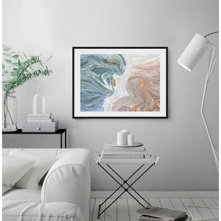 Bild QUEENCE "Baltasar", blau (farbe rahmen: schwarz, farbe bild(er): blau), B:50cm H:40cm, Acrylglas, Holz, Papier, Bilder, Bild, HD Premium Poster-Druck inkl. Holzrahmen