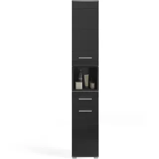 xonox.home Linus Hochschrank 30 x 182 x 31 cm Schwarz Hochglanz Holz