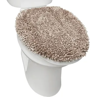 town & country basics SoHome Spa Step Luxus Plüsch Chenille Shag Maschinenwaschbar Ultra Soft Standard Toilettendeckel Bezug 47 x 49,8 cm Taupe