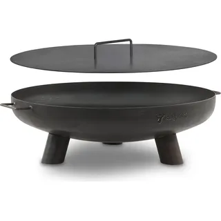 BBQ-Toro Feuerschale Ø 70 cm mit Deckel, Schwarz, Outdoor Dreibein Feuerstelle für Garten