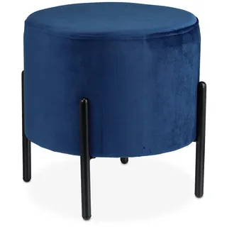 Relaxdays Samthocker, Dunkelblau,Schwarz