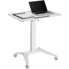 Bild von Maclean MC-453 Mobiler Laptop-Schreibtisch mit Pneumatischer Höhenverstellung Laptoptisch mit Rollen, 80x52 cm, max. 8 kg, Höhenverstellbar max. 109 cm (Weiß)