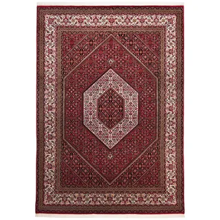 THEKO Orientteppich »Sirsa Seta« rechteckig 12 mm Höhe handgeknüpft, Material: 80% Wolle, 20% Seide, mit Fransen, rot