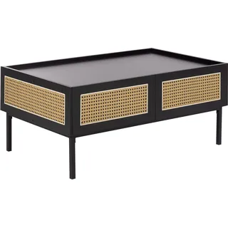 BELIANI Couchtisch Schwarz Rattan MDF Wiener Geflecht mit Schubladen 100 x 60 x 42 cm Wohnzimmermöbel - Schwarz, Braun