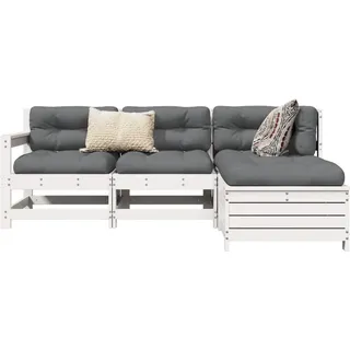 Möbel 4-tlg. Garten-Sofagarnitur Weiß Massivholz Kiefer - Gartenmöbelset 3250777 - Weiß
