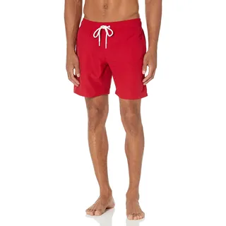 Amazon Essentials Herren Badehose mit Netzfutter, Taschen und Kordelzugverschluss, Rot, XXL