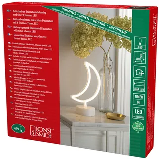 Konstsmide LED Schlauchsilhouette Mond, 6h Timer, 69 warm weiße Dioden, batteriebetrieben, Innen, 4, 4W, Batterie: 3 x AA 1, 5V (exkl.) - 3069-100