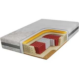 MKS Taschenmatratze Elori - 200/200 - H3/H4 - Apri , Hellgrau , Textil , H3 + H4 , Füllung: Latex , Rechteckig , 200x200 cm , Oeko-Tex® , atmungsaktiv, Bezug abnehmbar/waschbar, Wendematratze, schadstoffgeprüft , Schlafzimmer, Matratzen, Taschenfederkernmatratzen