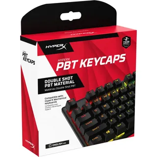 Kingston HyperX PBT Keycaps – Kompletter Tastensatz, Double Shot PBT-Material, Englisches (US) Layout, 104, Blac