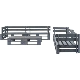vidaXL 6-tlg. Garten-Sofagarnitur aus Paletten Holz Grau - Grau