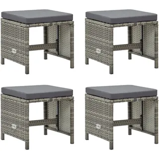 Maison Exclusive Gartenhocker 4 Stk. mit Sitzkissen Poly Rattan Grau - Grau