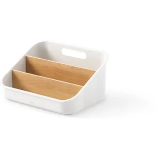 Paket-Organizer weiß/natur mit 3 Ebenen und Trennwänden - Weiß