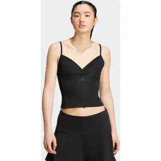 Tanktop ADIDAS SPORTSWEAR "SEASONAL ESSENTIALS 3-STREIFEN TANK", Damen, Gr. M, schwarz (schwarz, schwarz), Obermaterial: 89% Polyester, 11% Elasthan, V-Ausschnitt, Tops Tanktop, figurnahe Schnittform, mit V-Ausschnitt, pflegeleicht