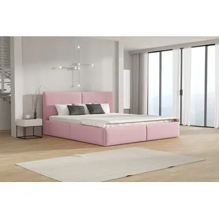 Polsterbett Doppelbett BERGEN Komplettset 160x200cm Stoff Magic Velvet Rosa - Rosa