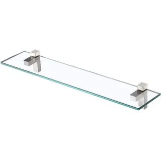 KES Duschregal zum Hängen Badegal Wandregal Dusche Glas Ablage 8mm Duschablage Badezimmer Regal Hartglas mit Regalträger 60cm Gebürstet Nickel, BGS3201S60-2
