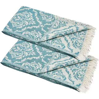 Carenesse 2er Set Handtuch Barock 60 x 100 cm Petrol 100% Baumwolle