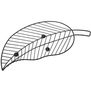 DRW Obstschale in Blattform aus Metall, Schwarz, 41 x 20 x 5 cm