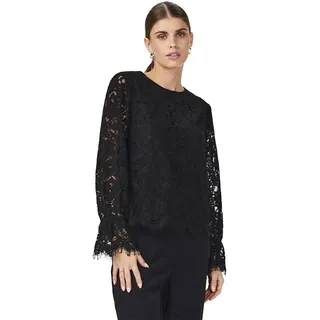 Y.A.S Damen YASPERLA LS LACE TOP S. NOOS Bluse, Black, XX-Large