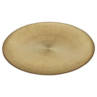 HOME DECO FACTORY, KA6136, Gold Glass Plate 27 cm - Elegant and Durable Design, Ideal for Dinners and Special Occasions, Easy to Clean, Perfect as a Gift - Gold