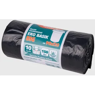 La Briantina Eko Basik Big SAC06332A Schwarz, großes Format 90 x 120 cm, Fassungsvermögen 150 Liter, 10 Säcke