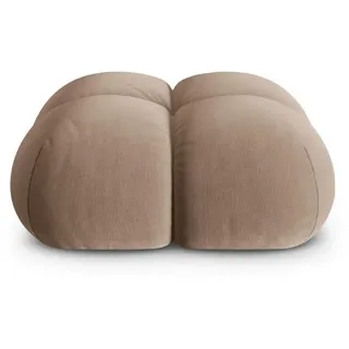 Cosmopolitan Design Pouf Loretto aus Samt dunkelbeige , Mokka , Textil , 90x40x90 cm , Wohnzimmer, Sessel, Hocker & Hockerbänke, Poufs