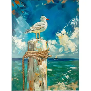 Metallbild GILDE "Bild rechteckig Coast Bird", farbe bild(er): blau, B:75cm H:100cm T:3,5cm, Metall, Bilder, Metallbild