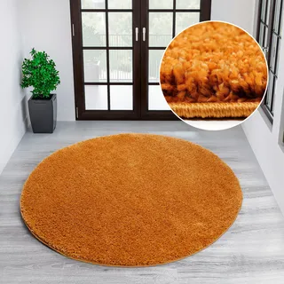 MY HOME Teppich »Viva rund« rund 45 mm Höhe Uni-Farben, einfarbig, besonders weich und kuschelig, gelb