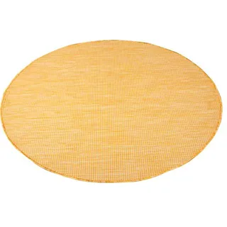 Carpet City Outdoorteppich »PALM2778« rund 5 mm Höhe Wetterfest & UV-beständig, für Balkon, Terrasse, Küche, flach gewebt, gelb