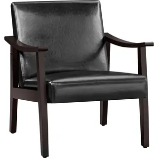 Yaheetech Sessel Wohnzimmer Loungesessel Retro Relaxsessel Lesesessel Einzelsofa bis 136 kg Belastbar für Empfangsraum, Schlafzimmer Schwarz