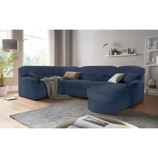 DOMO collection Wohnlandschaft »Bahia mit viel Platz, zeitloses Design, U-Form« wahlweise mit Bettfunktion, blau