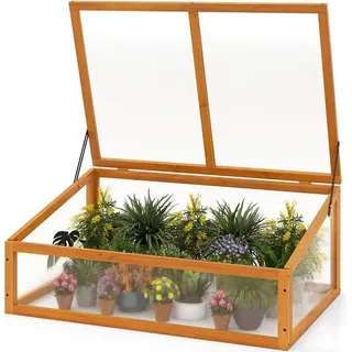 COSTWAY Frühbeet Gewächshaus, mini Treibhaus, Frühbeetaufsatz, Hochbeet Abdeckung, Frühbeetkasten Aufsatz für Garten & Balkon, 94 x 63 x 40 cm Orange - Orange