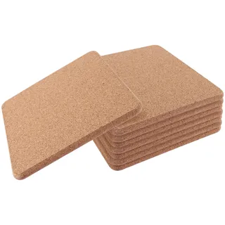 ZOFUN 8 Stück Topfuntersetzer aus Kork,19 x 19 cm Korkuntersetzer Eckig,10mm Quadrat Kork Untersetzer Topf, Korkplatten Board Holz Korkboard,Naturkork Untersetzer für DIY Handwerksbedarf