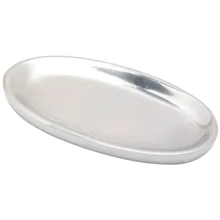 NKlaus Kerzenteller oval 12x6cm Aluminium Silber poliert Untertasse Tisch Dekoration Oberfläche glatt 10374