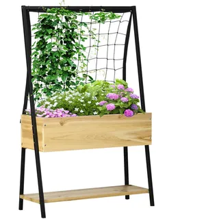 Outsunny Hochbeet 80 x 30 x 125 cm Naturholz