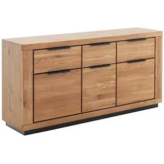 Mid.you Sideboard , Wildeiche , Metall , Wildeiche , massiv , 3 Fächer , 3 Schubladen , 163x80x40 cm , FSC Mix , stehend , Holzmöbel, Kommoden Holz, Sideboards Holz