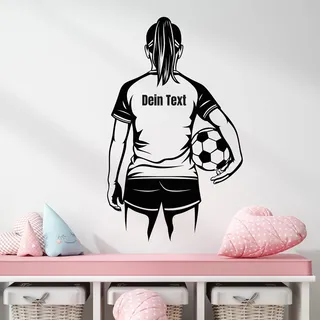 GRAZDesign Wandtattoo Fußballerin mit Namen personalisiert, Wandaufkleber Kinderzimmer Mädchen Sticker selbstklebend - 50x30cm / hellrosa