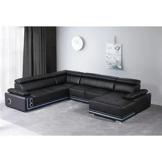 Moderne Ecksofa Wohnlandschaft Couch Eckgarnitur Led Linie Beleuchtet Garnitur