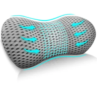 Cnwinu Lendenwirbelkissen, Rückenkissen für Autositze und Bürostühle, Ergonomisches Memory Schaum Lendenkissen, Lumbar Support Cushion, Lumbar Support Pillow für Ausruhen, Schlafen, Reisen (Hellgrau)