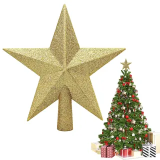 YINZZTRY Glitzernde Weihnachtsbaumspitze, Glitter Baum Stern Weihnachtsdekoration, Glitzer Christbaumspitze, Weihnachtsbaum Stern Topper, Verzierung für Weihnachten Fest Zuhause, 20 cm, Gold