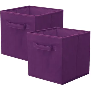 powerking Aufbewahrungsbox, 2er faltbar Aufbewahrungswürfel Aufbewahrung Box aus Stoff in Würfelform - Tief Lila