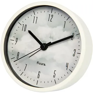 FISURA - Analogwecker ohne Ticken. Wecker ohne Ticken. Batteriebetriebener Wecker. Metallwecker mit einem Durchmesser von 11 cm und Einer Breite von 3,8 cm. (Silber)