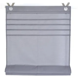 Raffrollo KUTTI "Kessy Biese" Gr. 2, grau, B:60cm H:140cm, Obermaterial: 65% Baumwolle, 35% Polyester, Raffrollos, Raffrollo, halbtransparent, Baumwolle, Polyester, Hakenaufhängung