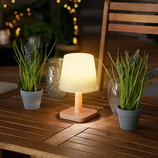 esotec Solar Tischleuchte HARMONY Holzoptik Solarmodul AKKU outdoor IP44 102912 - Weiß, Braun